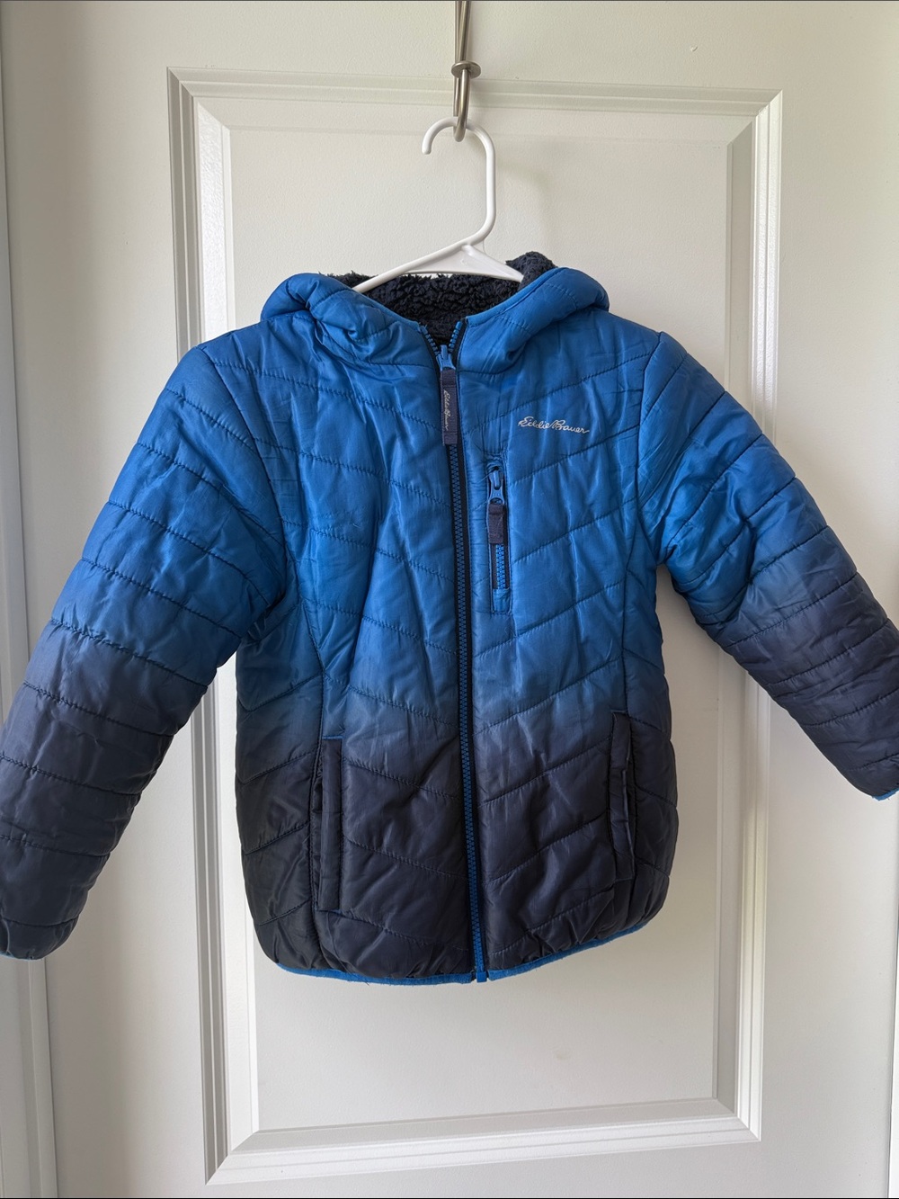 Eddie Bauer Blue Ombre Hooded Puffer Jacket